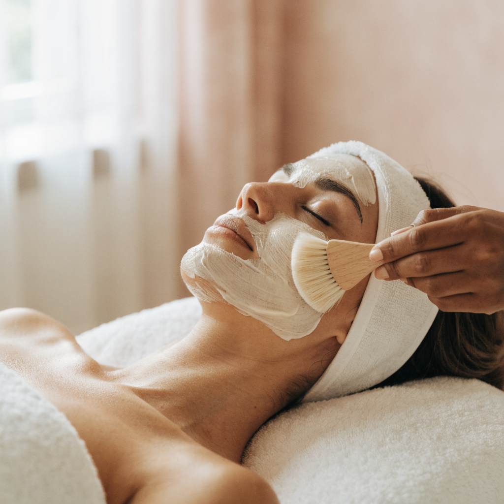 Relaxing facial mask treatment